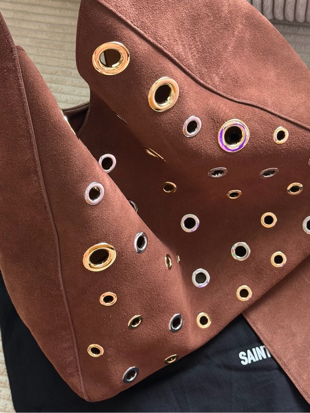 Saint + Sofia Brown Suede Allana Eyelet Bag with dust bag (wore just once) - Picture 5 of 8